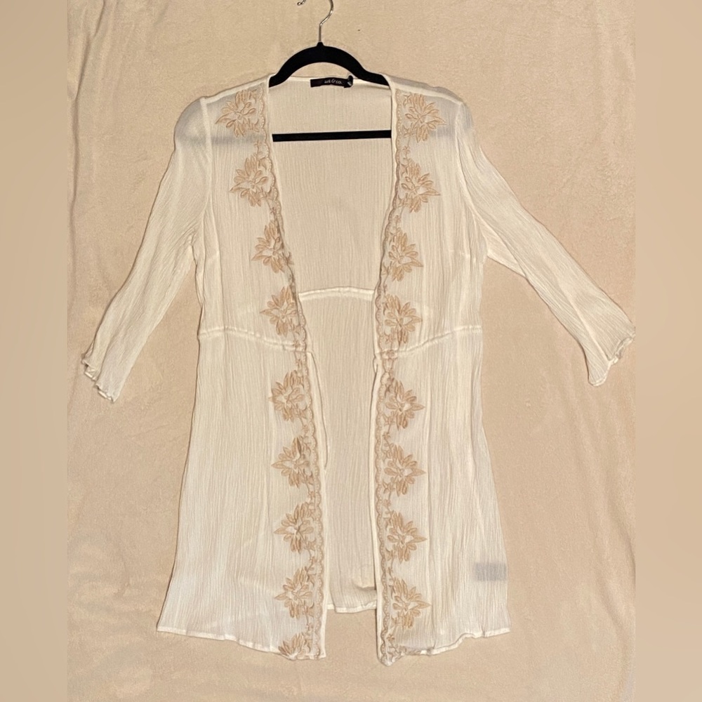 Ark & Co Swimsuit Coverup with Drawstring Waist & Embroidered Accents